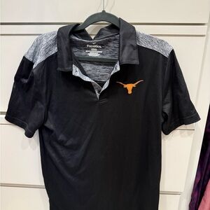 Fanatics Men's Black and Gray Polo with Orange Logo